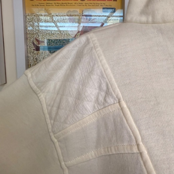 Vintage 90s Cream Embroidered Quarter-Zip Fleece Sweatshirt - Picture 6 of 8